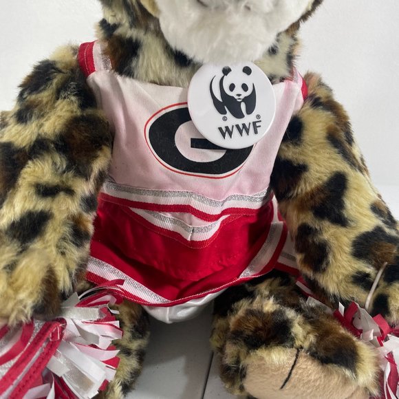 Build-A-Bear Leopard UGA Go Dawgs Cheetah Cheerleader Uniform Mega Phone Animal - Picture 3 of 10